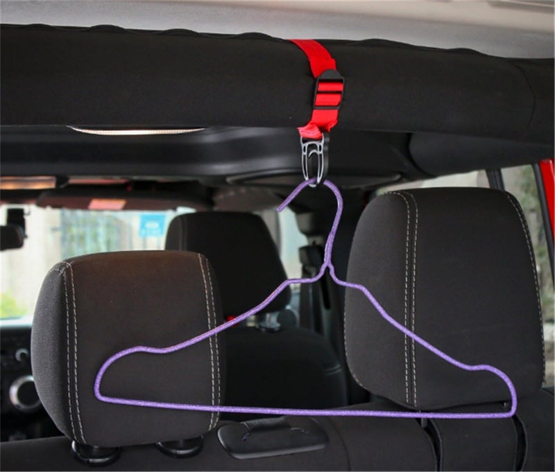 YOCTM Roll Bar Coat Hanger Clothes Hook for Jeep Wrangler JL TJ JK JLU Sports Sahara Freedom Rubicon X & Unlimited 2007-2019 2020 2021 2022 Red Interior Parts Accessories (Pack of 2) (Red) Single & bulk use compatible - Image 4