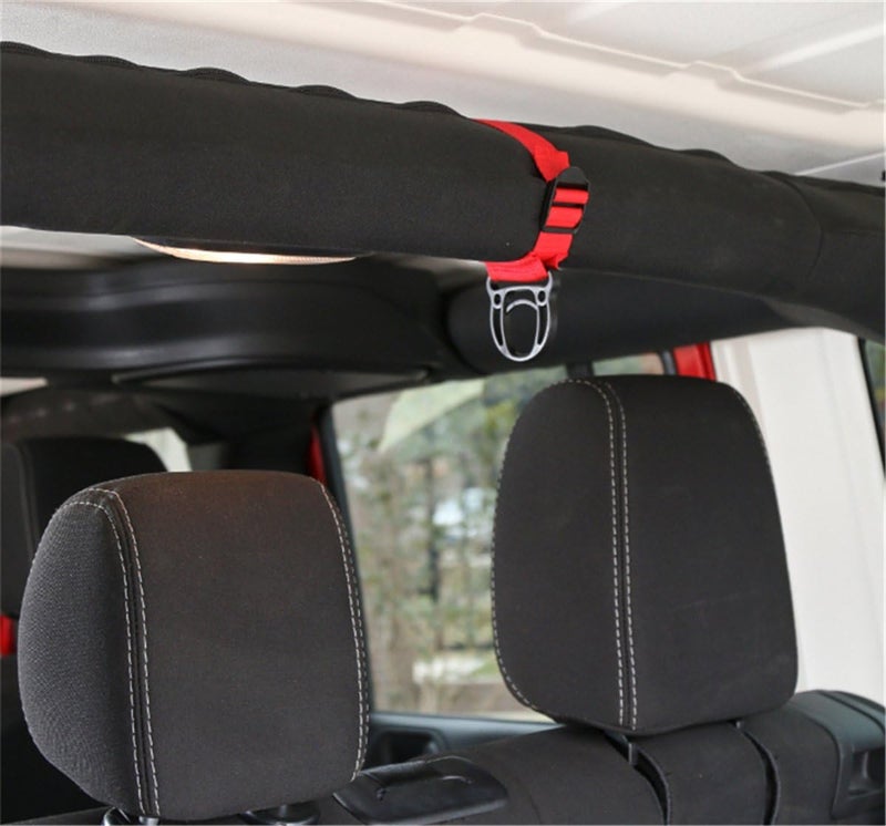 YOCTM Roll Bar Coat Hanger Clothes Hook for Jeep Wrangler JL TJ JK JLU Sports Sahara Freedom Rubicon X & Unlimited 2007-2019 2020 2021 2022 Red Interior Parts Accessories (Pack of 2) (Red) Single & bulk use compatible - Image 5