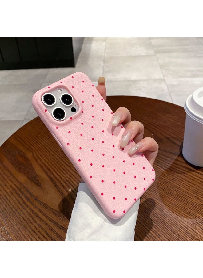NIBEMINENT Minimal Polka Dots Protective TPU Case Cover For iPhone 16, Pink