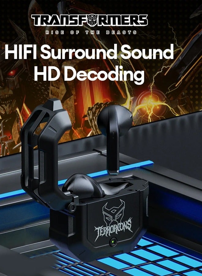 Transformers TF-T12 Wireless Bluetooth Earbuds Gaming Headphones Long Battery Life Headset with Music Noise Cancellation Calls Black - Image 2