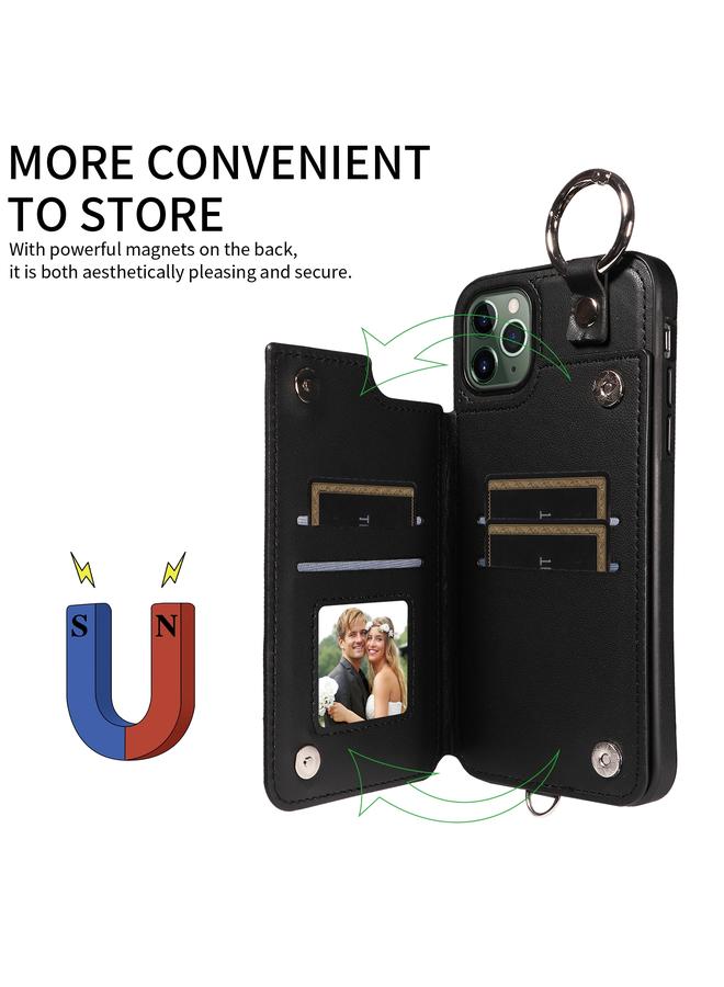 Zaboon Case For iPhone 11 Pro Max Rhombic Texture Card Bag Phone Case with Short Lanyard - Image 5