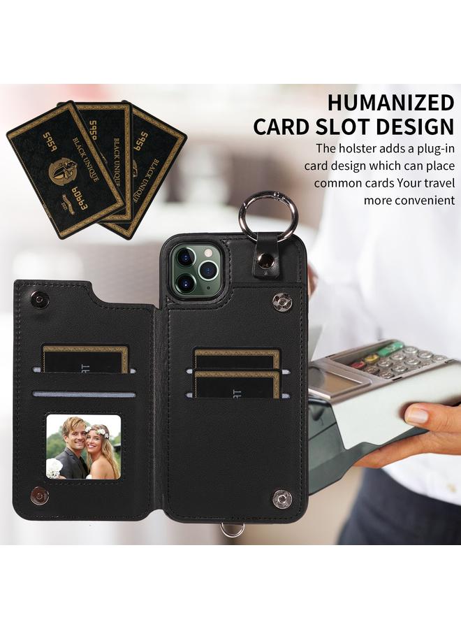 Zaboon Case For iPhone 11 Pro Max Rhombic Texture Card Bag Phone Case with Short Lanyard - Image 4