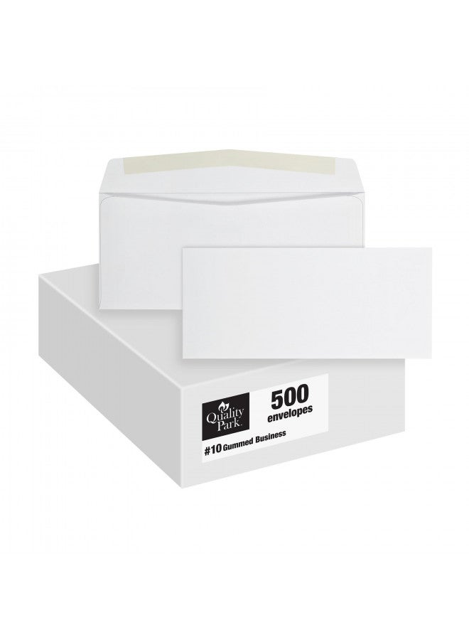 Quality Park #10 Envelopes, 4-1/8 x 9-1/2 Inches, 24 lb White, Gummed, 500 per Box (QUA90020) - Image 1