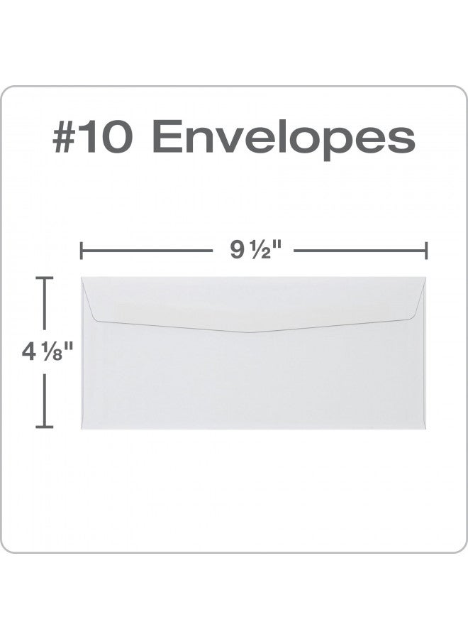 Quality Park #10 Envelopes, 4-1/8 x 9-1/2 Inches, 24 lb White, Gummed, 500 per Box (QUA90020) - Image 2