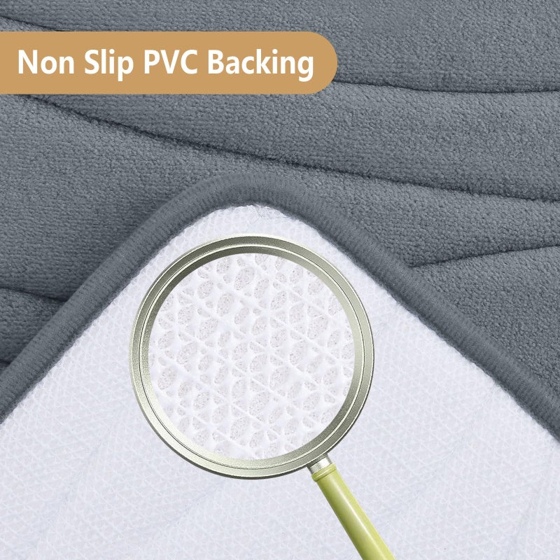 بجند بوجاندا Memory Foam Progn Brugات حصيرة 70x24 إضافية ناعمة وامتصاص الحصير حمامات غير قابلة للانزلاق والآلة سجاد حمام قابلة للغسل لحوض الحمام الأرضية ودش رمادي غامق - Image 2