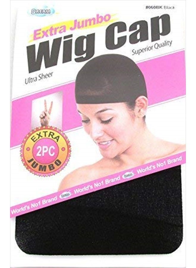 Dream Wig Cap, Extra Jumbo Wig Cap #060 Black (pack of 12) - Image 1