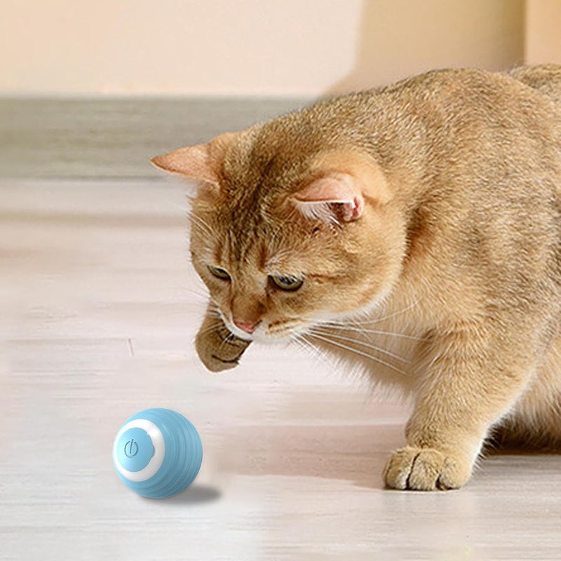 Interactive Smart Cat Toy Ball - Blue, Self-Moving, USB Rechargeable, 4.2cm - Image 2