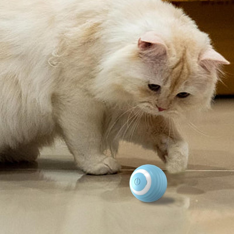 Interactive Smart Cat Toy Ball - Blue, Self-Moving, USB Rechargeable, 4.2cm - Image 3