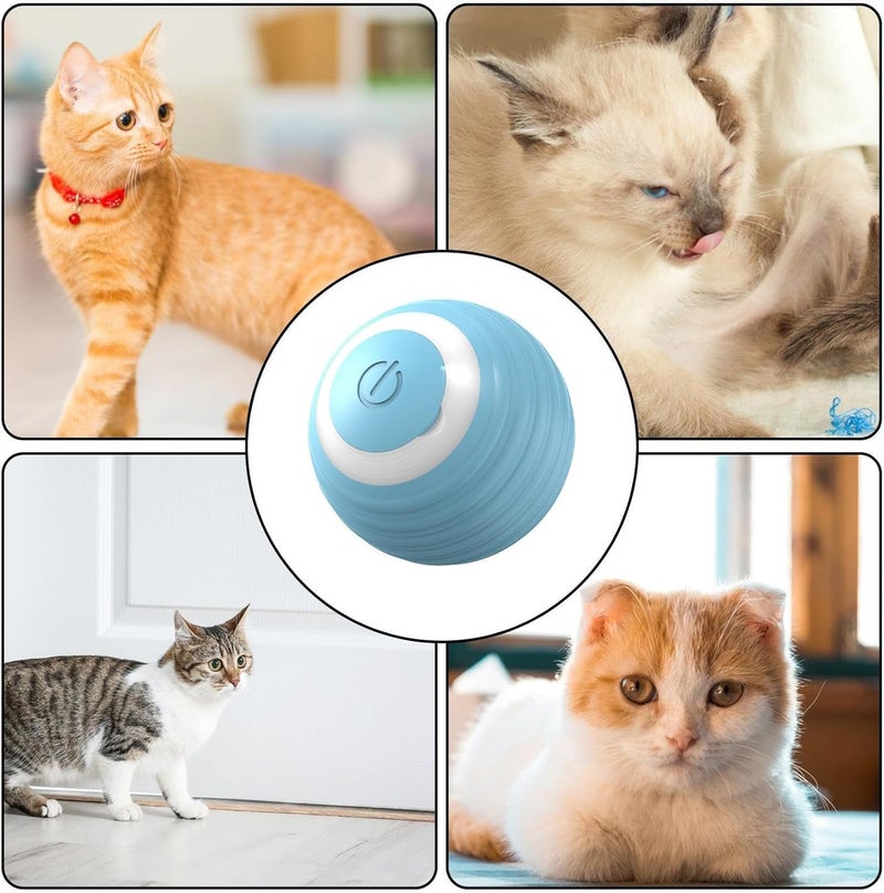 Interactive Smart Cat Toy Ball - Blue, Self-Moving, USB Rechargeable, 4.2cm - Image 5