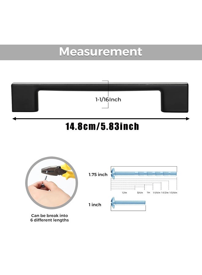 4 Pack Black Cabinet Handles - Hole Center Kitchen Cabinet Handles Wide Foot Drawer Pulls Closet Pulls Solid Hardware for Drawer - Image 2