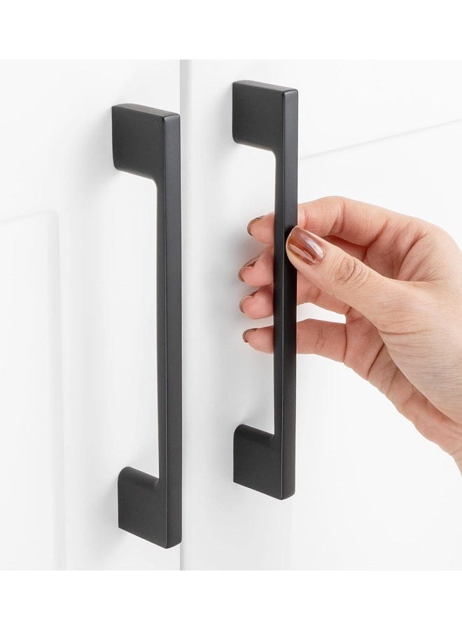 4 Pack Black Cabinet Handles - Hole Center Kitchen Cabinet Handles Wide Foot Drawer Pulls Closet Pulls Solid Hardware for Drawer - Image 1