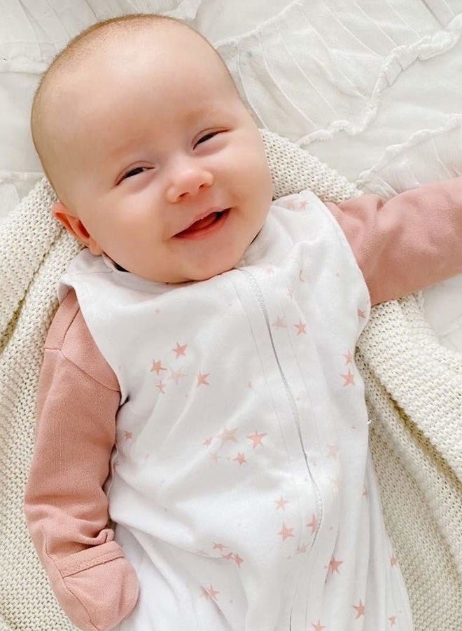 Ely's & Co. 100% Cotton Wearable Blanket Baby Sleep Bag Solid Dusty Rose and Mauve Pink Stars 2 Pack (6-12 Months) - Image 2