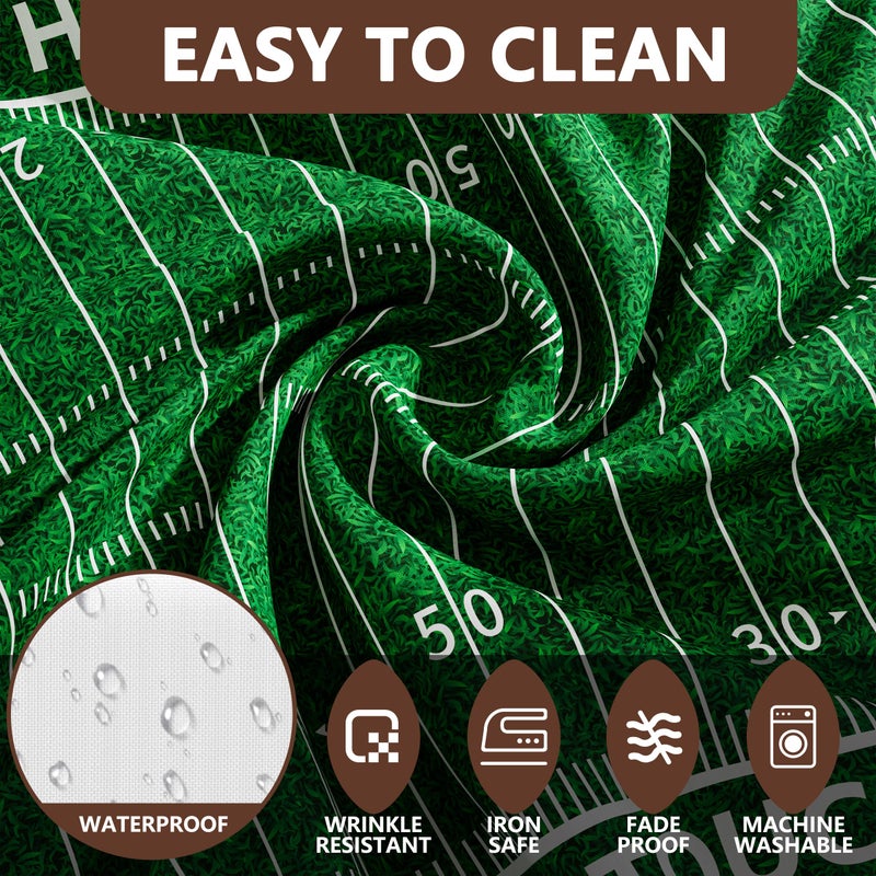 Siilues Football Tablecloth Rectangle 60x84 Inch, Washable Green Grass Touch Down American Football Field Tablecloth Scalloped Edge Waterproof Rugby Boy Birthday Party Decoration Table Cloth - Image 4
