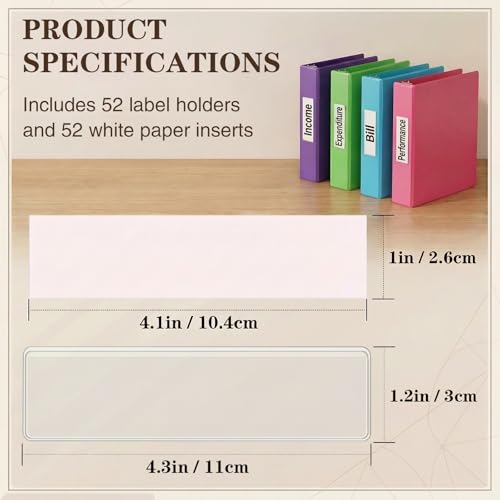 ELEMGULY Self Adhesive Label Holders, ELEMGULY 52 Pcs Adhesive Shelf Tag Shelf Label Holder Clear Pocket Holder with Paper for Supermarket, Bookshelf, Kitchen (4.3 x 1.2 Inch) - Image 2