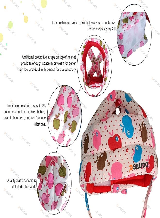 PSEUDO Baby Toddlers Kids Child Head Back Safety Protector Pad Cushion Pillow with Straps (Apple Pink) - Image 3