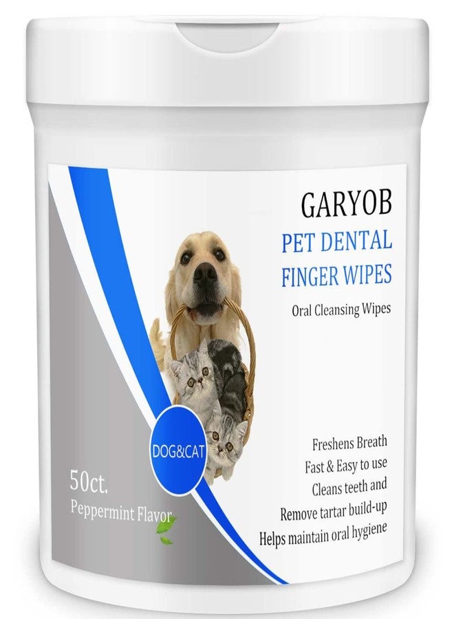 GARYOB Pet Dental Fingers Wipes, Oral Cleansing Teeth Wipes Pads for Dogs and Cats - Optimize Oral Health, Freshen Breath- 50 Count - Image 1