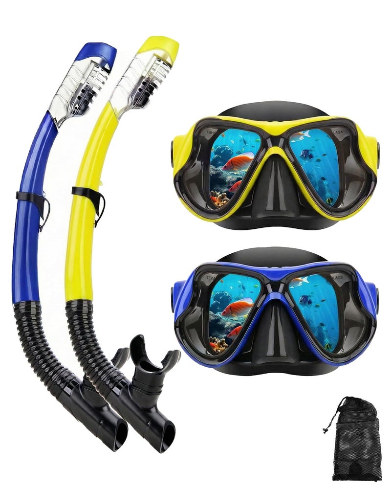 DIPUKI Snorkeling Gear for Adults, Dry-Top Snorkel Mask Set, Anti-Fog Scuba Diving Snorkle mask Set Adult Youth, Panoramic Wide View Dive mask, Adjustable Swimming Diving Snorkeling Packages - Image 1