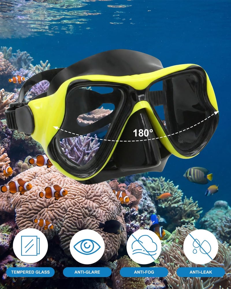DIPUKI Snorkeling Gear for Adults, Dry-Top Snorkel Mask Set, Anti-Fog Scuba Diving Snorkle mask Set Adult Youth, Panoramic Wide View Dive mask, Adjustable Swimming Diving Snorkeling Packages - Image 3