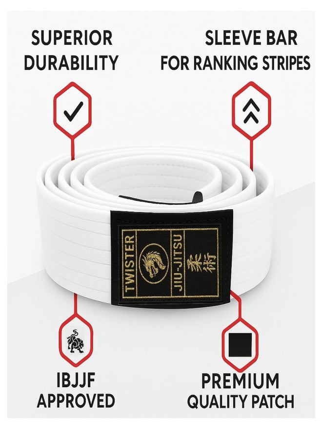 Twister JIU JITSU BELTS 1.5" WIDE PREMIMUM QUALITY (WHITE, A1) - Image 3