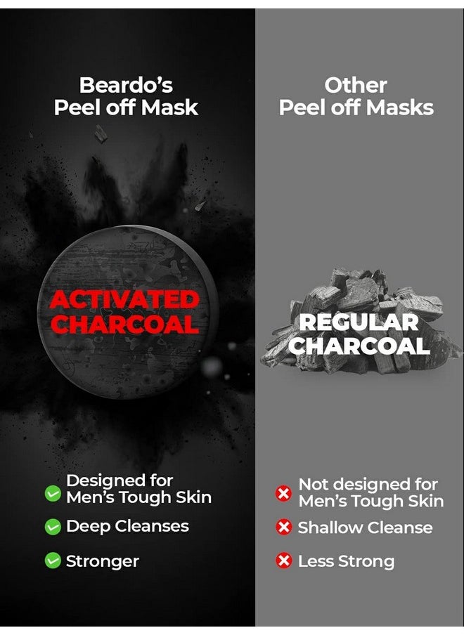 BEARDO - Activated Charcoal Peel Off Mask For Men, 100G | Charcoal Face Mask For Glowing Skin | Detoxing Facial Kit For Men | Peel Off Mask Men For Oily & Dirt Free Skin - Image 1