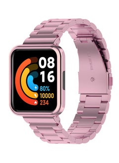 Generic Generic 2in1 Stainless Steel Watch Band Strap with Magnetic Metal Frame Cover For Xiaomi Mi Watch2 Lite/Redmi Watch (pink)  - Image 1