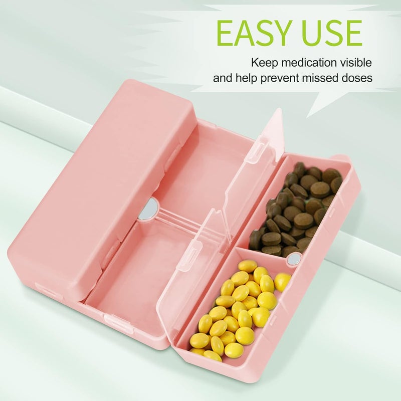 FYY 7 Day Pill Box Organiser, Travel Pill Case, [Folding Design][Large Capacity] Portable Pill Dispenser Container for Vitamins, Cod Liver Oil, Supplements, Medication Large-Pink - Image 5