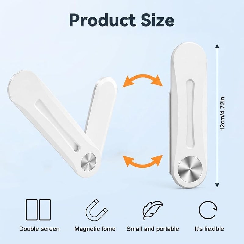 HASTHIP® Adhesive Laptop Phone Mount with Foldable ABS Design, Strong Adhesive Back Plate Slim Magnetic Phone Holder for MagSafe-Compatible Phones, Dual-Screen Multitasking - Image 2