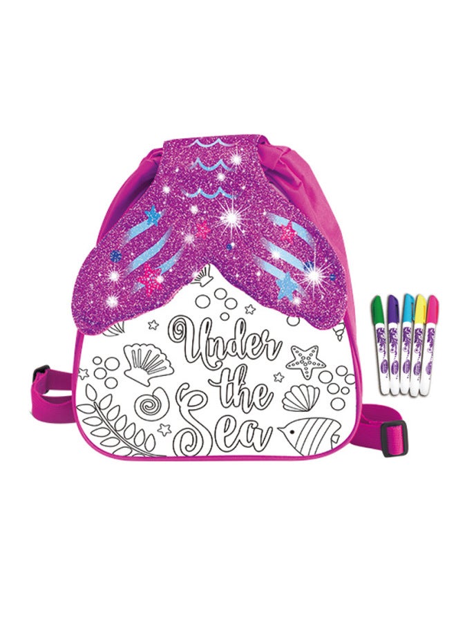 Hot Children's DIY Painted Watercolor Handbag Promotes Children's Color Cognition Painting Ability-Color:Jx20421 Unicorn-diy Painted Watercolor Backpack (5 Colors Washable Pen) - Image 5