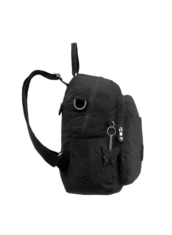 CAPRICE COLLECTION Unisex Medium Backpack – Black, Water-Resistant Nylon, 15L, Adjustable Straps - Image 2