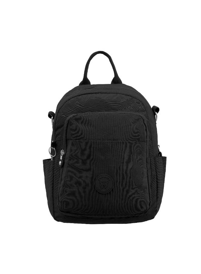 CAPRICE COLLECTION Unisex Medium Backpack – Black, Water-Resistant Nylon, 15L, Adjustable Straps - Image 3