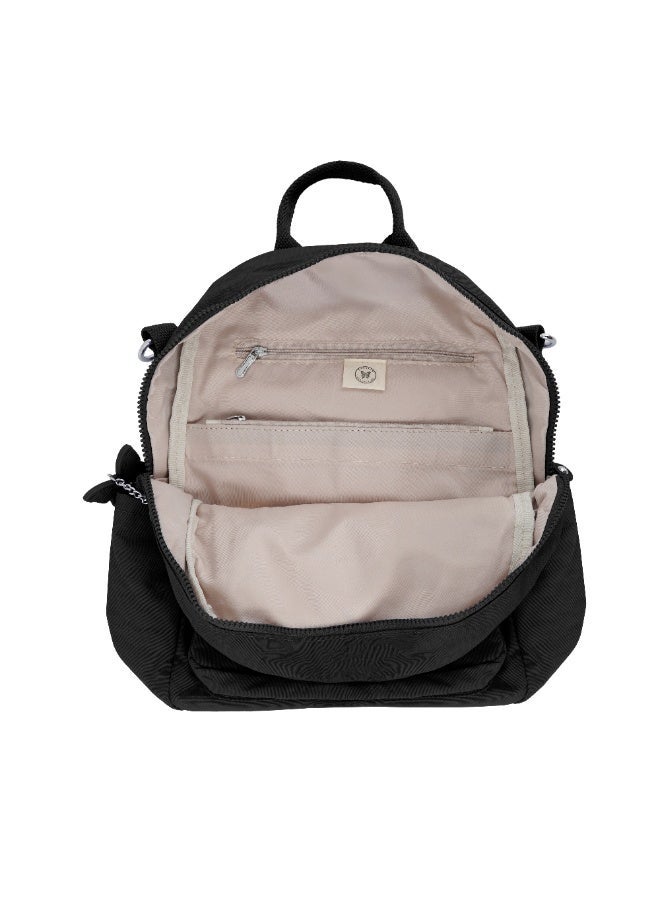 CAPRICE COLLECTION Unisex Medium Backpack – Black, Water-Resistant Nylon, 15L, Adjustable Straps - Image 4