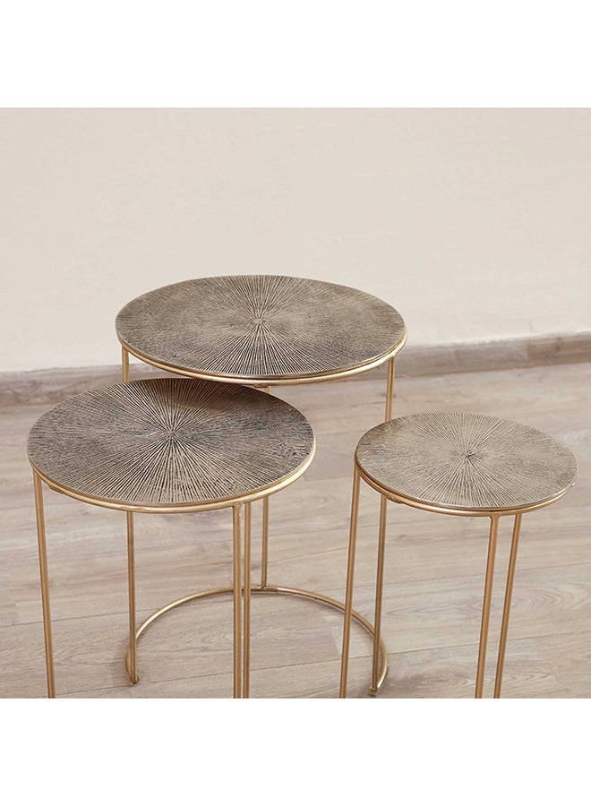 Pan Home مجموعة طاولات لوريدو متداخلة 3 قطع - فضي وذهبي  - Image 4