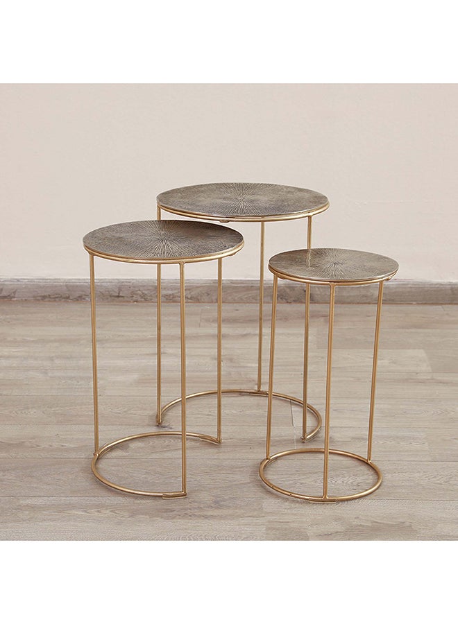 Pan Home مجموعة طاولات لوريدو متداخلة 3 قطع - فضي وذهبي  - Image 3