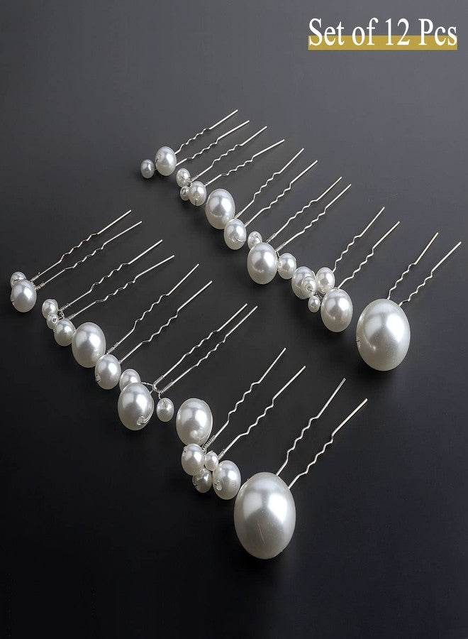 Sppry Wedding Pearl Hair Pins (12 PCS) - U Shaped Hair Accessories for Bridal Women (Silver) - Image 2