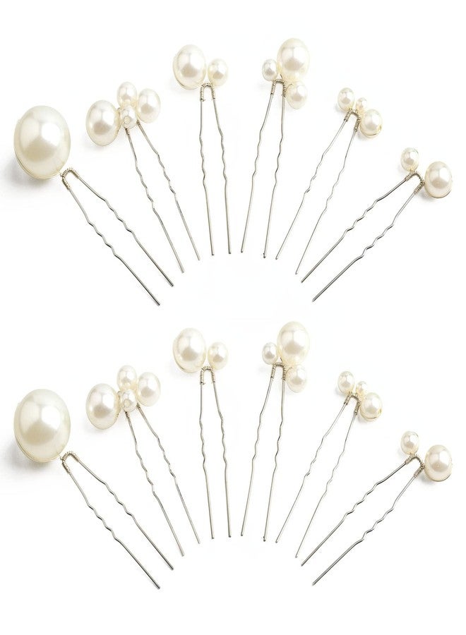 Sppry Wedding Pearl Hair Pins (12 PCS) - U Shaped Hair Accessories for Bridal Women (Silver) - Image 1