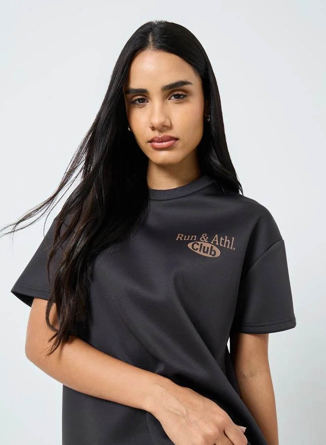 Styli Slogan Print Oversized T-Shirt