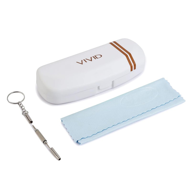 Vivid Vision Unisex Adult Eyewear Specs Case Cover | Screw Driver | Free Cloth | Protect Eye Glasses | Plastic | Spectacles | Button | 3 IN 1 - Image 1