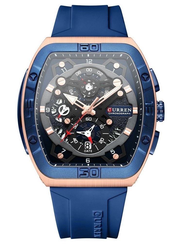 CURREN CURREN 8443M Men Quartz Sport Watch Silicone Strap Alloy Case Fashion Multifunction Wristwatch Abrastion Resistant Glass 3ATM Luminous Display Chronograph Calendar Date Watches  - Image 1
