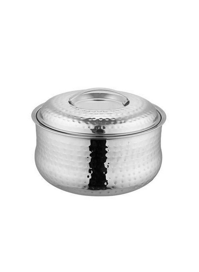 Shri & Sam Shri & Sam Solid Stainless Steel Hammered Casserole with Lid, Hot Pot, (2000 ml, Silver) 