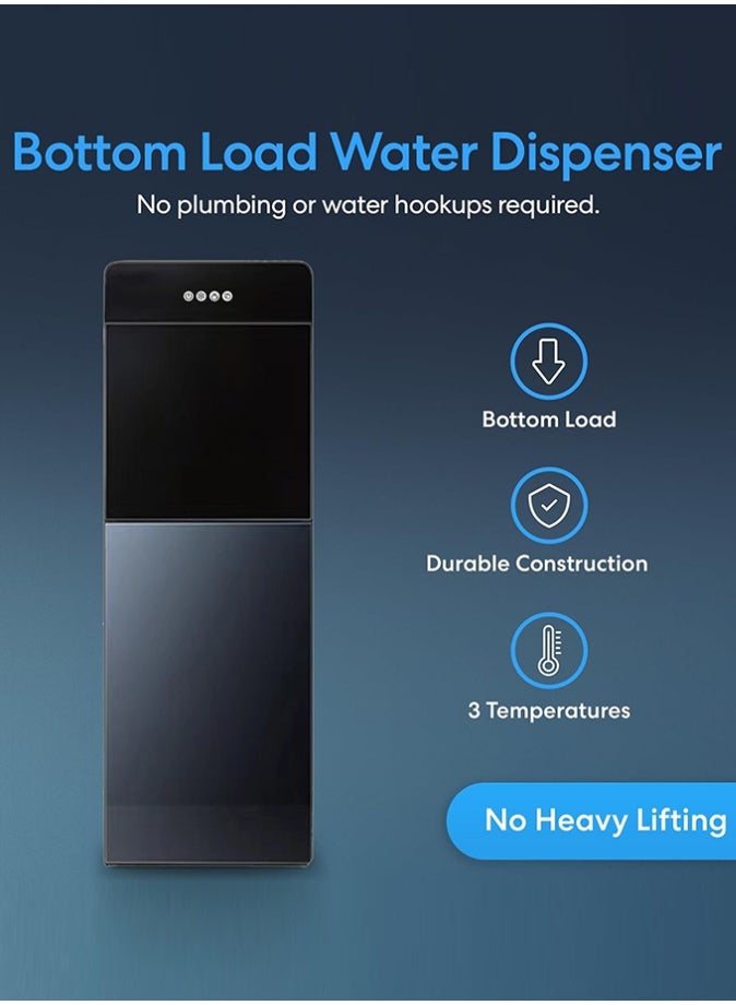 OHAHO Bottom Loading Water Cooler Dispenser for 5 Gallon Bottle, Hot and Cold Water Dispenser with Fast Heating & Cooling, 220V 50Hz Water Machine with Stainless Steel Tank for Home Office Use, Black - Image 2