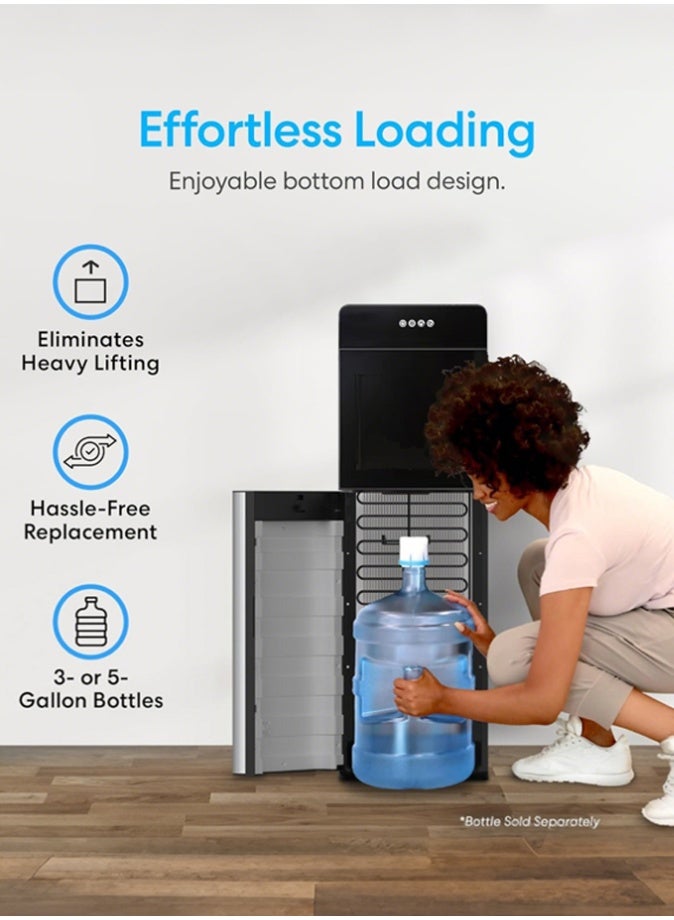 OHAHO Bottom Loading Water Cooler Dispenser for 5 Gallon Bottle, Hot and Cold Water Dispenser with Fast Heating & Cooling, 220V 50Hz Water Machine with Stainless Steel Tank for Home Office Use, Black - Image 3
