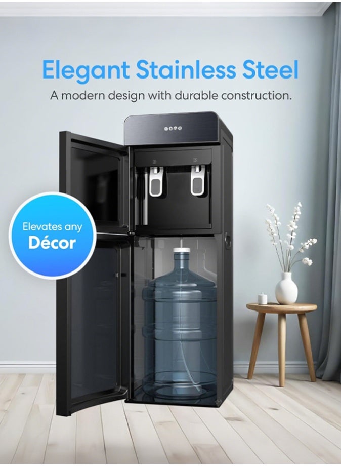 OHAHO Bottom Loading Water Cooler Dispenser for 5 Gallon Bottle, Hot and Cold Water Dispenser with Fast Heating & Cooling, 220V 50Hz Water Machine with Stainless Steel Tank for Home Office Use, Black - Image 4