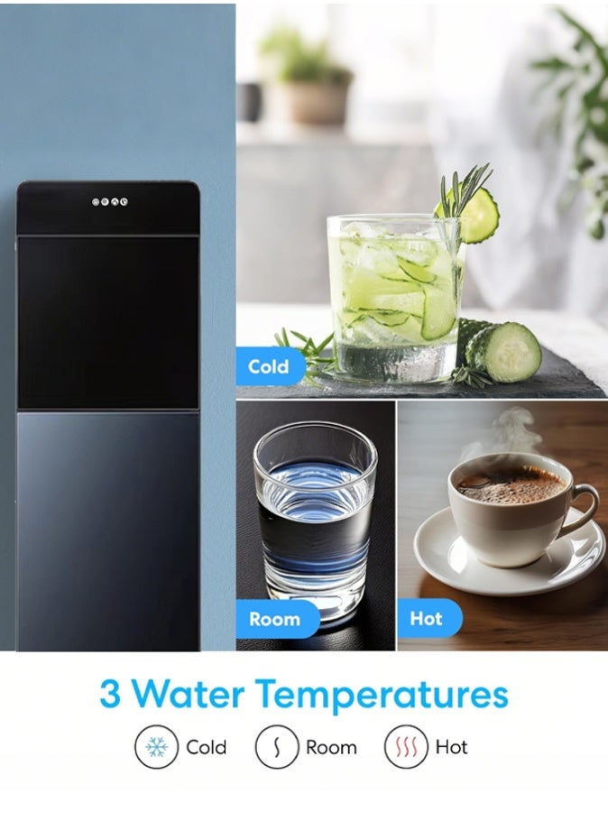 OHAHO Bottom Loading Water Cooler Dispenser for 5 Gallon Bottle, Hot and Cold Water Dispenser with Fast Heating & Cooling, 220V 50Hz Water Machine with Stainless Steel Tank for Home Office Use, Black - Image 5