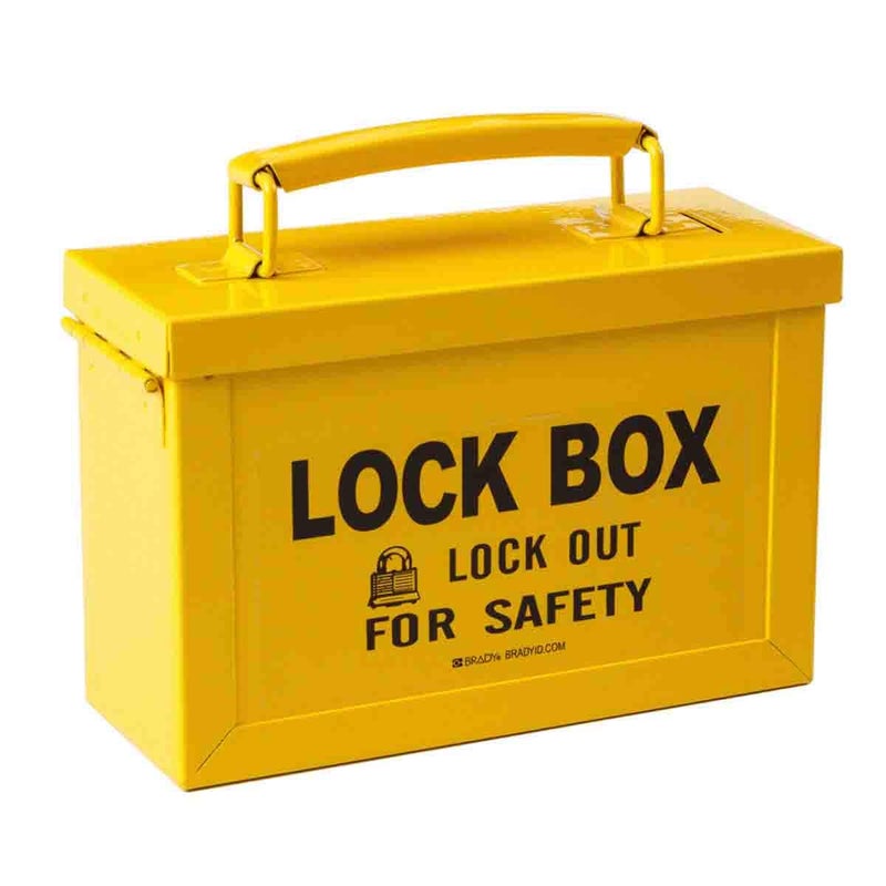 Brady Portable Group Lock Box - Yellow - Powder Coated Steel - 65672