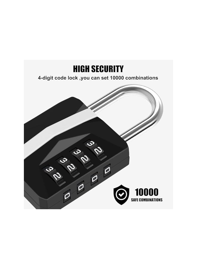 PROMASS Combination Padlock, Waterproof 1Pack Large Heavy Duty 4 Digit Padlock, Resettable Zinc Alloy High Security Password Lock Use for School Gym Locker, Shed, Gate, Fence, Hasp,Cabinet, Black - Image 2