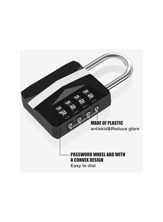 PROMASS Combination Padlock, Waterproof 1Pack Large Heavy Duty 4 Digit Padlock, Resettable Zinc Alloy High Security Password Lock Use for School Gym Locker, Shed, Gate, Fence, Hasp,Cabinet, Black - Image 3