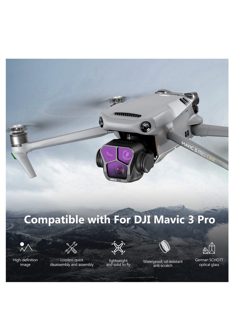 Excefore Filters Set for DJI Mavic 3 Pro Accessories, Filter Lens Protection for DJI Mavic 3 Pro, for Mavic 3 Pro Filter Lens Protection Accessories, 4-Pack ND8/ND16/ND32/ND64 Set (Aluminum Version) - Image 2