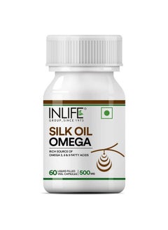 Inlife INLIFE Silk Oil Veg Omega 3 6 9 Capsules, Daily Health Supplement for Heart Health, Men Women, 500mg - 60 Vegetarian Capsules (Pack of 1, 60)  - Image 1