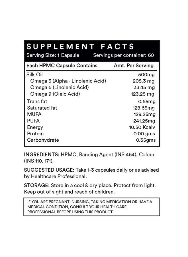 إن لايف كبسولات زيت الحرير INLIFE Veg Omega 3 6 9، مكمل غذائي يومي لصحة القلب للرجال والنساء، 500 مجم - 60 كبسولة نباتية (عبوة من 1، 60) - Image 2
