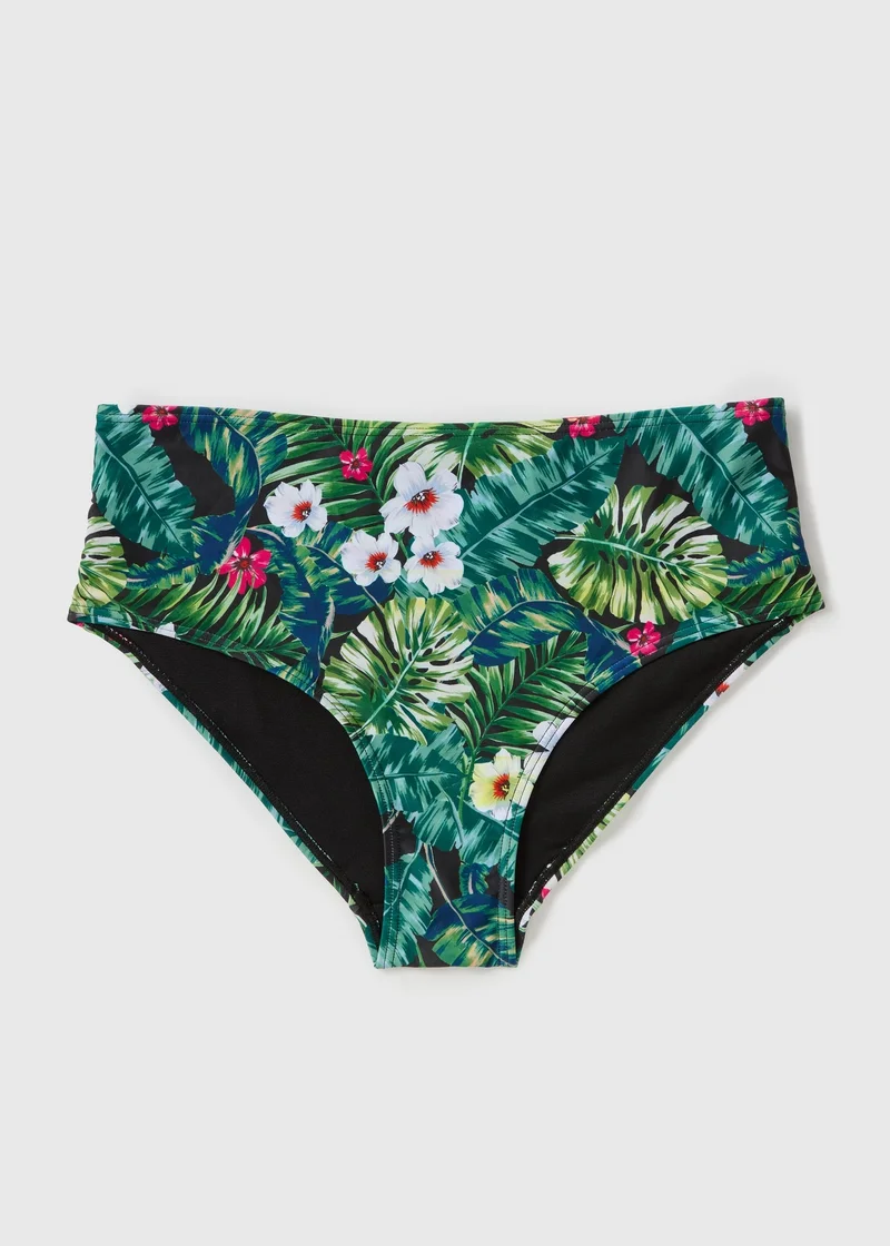 Matalan Green Tropical Print High Waist Bikini Bottoms